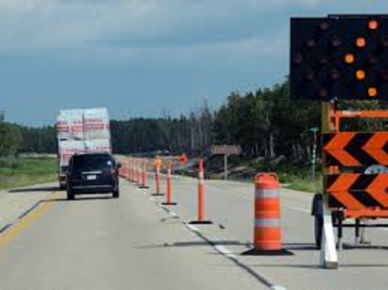 Lane closure in construction area