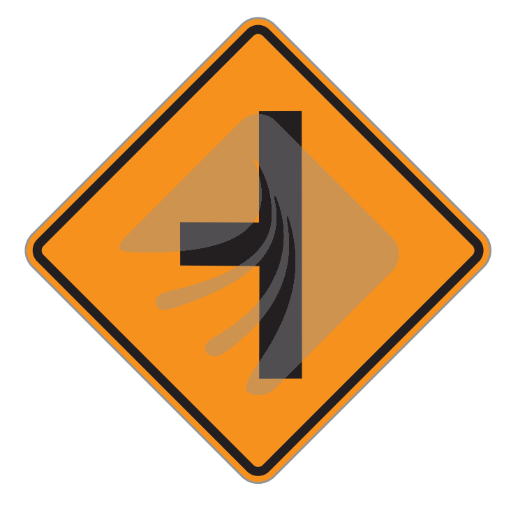 TEMPORARY CONCEALED ROAD LEFT OR RIGHT